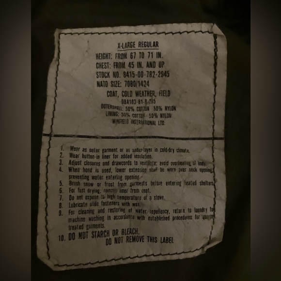 Vintage Surplus US Army Coat Cold Weather Field Jacket Military Camo XL Regular - Picture 3 of 4